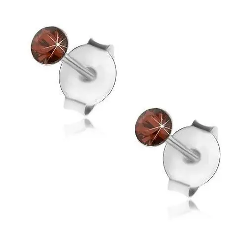 Biżuteria e-shop Srebrne 925 kolczyki, okrągły pomarańczowo-brązowy kryształek swarovski, 2,5 mm