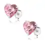 Biżuteria e-shop Srebrne 925 kolczyki, serduszkowa cyrkonia różowego koloru, sztyfty Sklep
