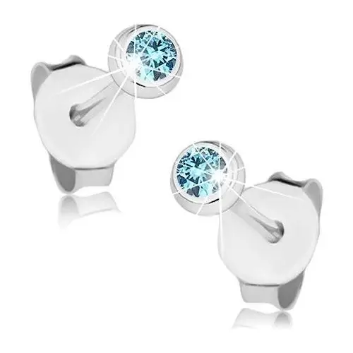 Srebrne kolczyki 925, drobny jasnoniebieski swarovski kryształ w oprawie Biżuteria e-shop