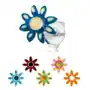 Srebrne kolczyki 925, kwiatek z kolorową emalią, wypukły środek, sztyfty - Kolor: Ciemnoniebieski, kolor niebieski Sklep