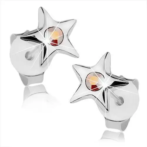 Biżuteria e-shop Srebrne kolczyki 925, lśniąca gwiazdeczka z tęczowym kryształkiem swarovski