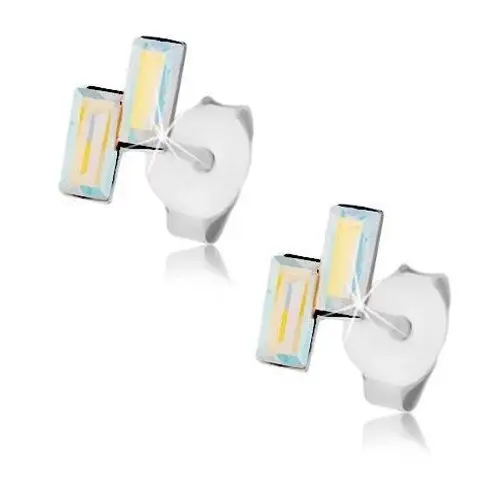 Srebrne kolczyki 925, tęczowe kryształowe prostokąty swarovski Biżuteria e-shop