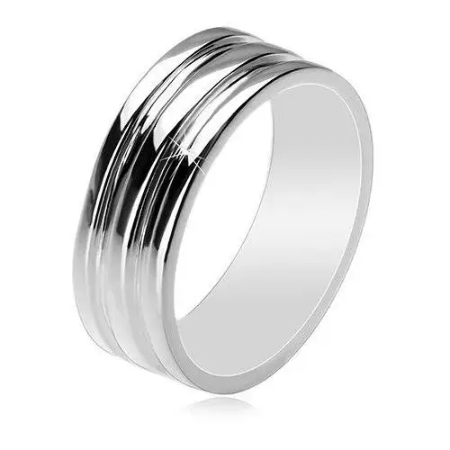 Biżuteria e-shop Srebrny 925 pierścionek - obrączka z dwoma wgłębionymi pasami, 8 mm - rozmiar: 52