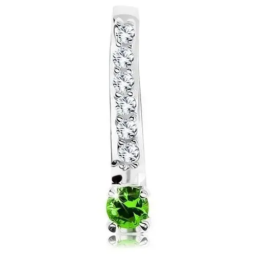 Srebrny 925 wisiorek, błyszczący przejrzysty paseczek, okrągła cyrkonia zielonego koloru Biżuteria e-shop