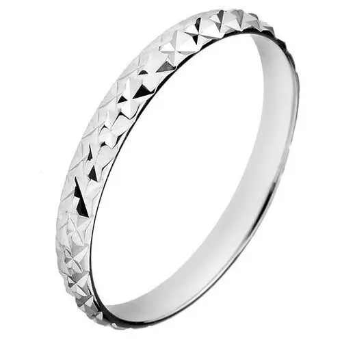 Srebrny błyszczący pierścionek 925 - wypukłe romby - Rozmiar: 52, H13.10