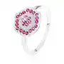 Srebrny pierścionek 925, grawerowany kwiatek ozdobiony różowymi cyrkoniami - Rozmiar: 60, SP54.11 Sklep