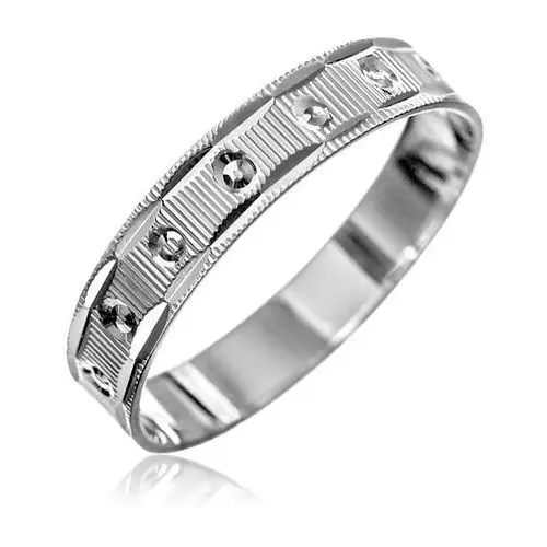 Srebrny pierścionek 925 - karby, regularne koła, nacięcia na krawędziach - rozmiar: 54 Biżuteria e-shop