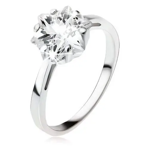 Srebrny pierścionek 925, masywna przezroczysta cyrkonia - gwiazda - rozmiar: 59 Biżuteria e-shop
