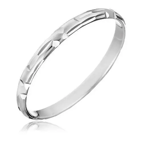 Srebrny pierścionek 925 - ziarniste nacięcia ułożone w kształt l - rozmiar: 52 Biżuteria e-shop