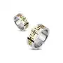 Biżuteria e-shop Srebrny stalowy pierścionek - złoty grecki motyw - rozmiar: 49 Sklep