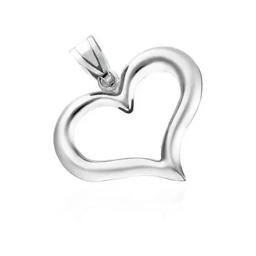 Srebrny wisiorek 925 - asymetryczny kontur serca, kolor szary