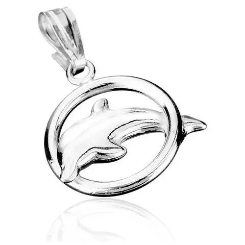 Srebrny wisiorek 925 - delfin skaczący przez obręcz Biżuteria e-shop
