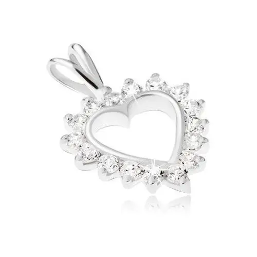 Srebrny wisiorek 925 - kontury serca z przezroczystą cyrkoniową obwódką Biżuteria e-shop