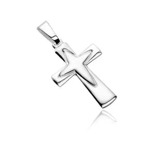 Biżuteria e-shop Srebrny wisiorek 925 - krzyż z konturem drugiego, szpiczastego krzyża na wierzchu