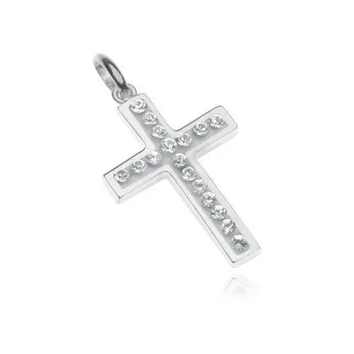 Biżuteria e-shop Srebrny wisiorek 925 - krzyżyk wyłożony cyrkoniami, białe tło
