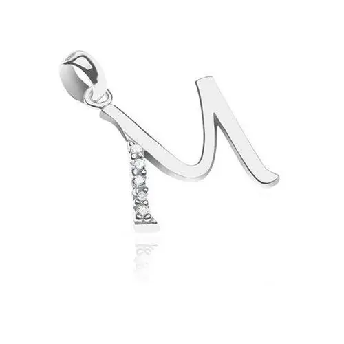 Biżuteria e-shop Srebrny wisiorek 925 - literka m, cyrkoniowe ramię