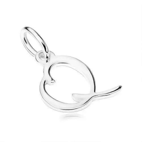 Biżuteria e-shop Srebrny wisiorek 925, lustrzana lśniąca ozdobna duża drukowana litera "q"