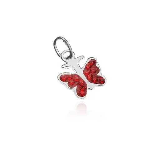Srebrny wisiorek 925 - motylek z czerwonymi cyrkoniami Biżuteria e-shop
