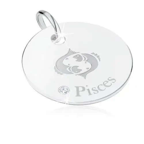 Srebrny wisiorek 925 - okrągła płytka ze znakiem zodiaku - ryby Biżuteria e-shop