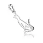 Biżuteria e-shop Srebrny wisiorek 925, płaski zarys siedzącego kota, wysoki połysk Sklep