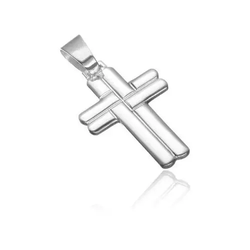 Srebrny wisiorek 925 - pleciony zaokrąglony krzyż, kolor szary