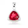 Srebrny wisiorek 925, zaokrąglony trójkąt, czerwona cyrkonia, lśniąca obwódka Biżuteria e-shop Sklep