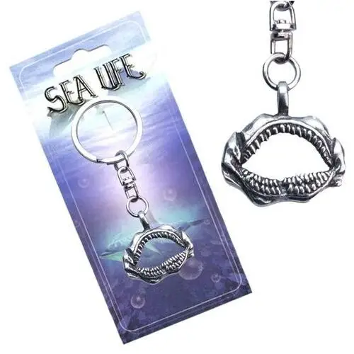 Biżuteria e-shop Srebrzysty breloczek na klucze, otwarta szczęka rekina