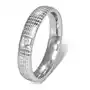 Biżuteria e-shop Srebrzysty pierścionek z przeźroczystym oczkiem i kratką - rozmiar: 57 Sklep