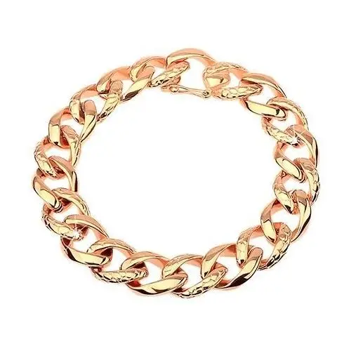 Biżuteria e-shop Stalowa bransoletka - gruby łańcuszek ozdobiony wzorem skóry węża, miedziany kolor