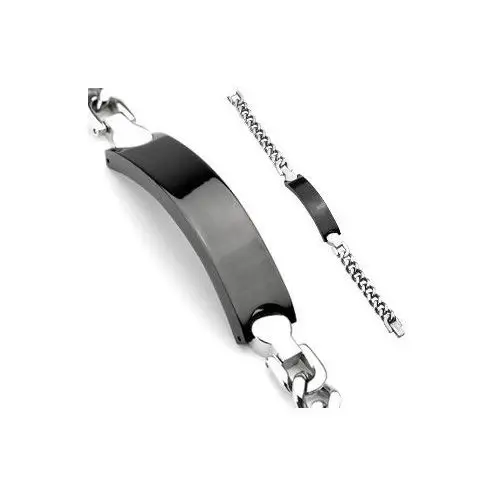 Stalowa bransoletka - łańcuszek, czarna wstawka Biżuteria e-shop