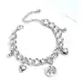 Biżuteria e-shop Stalowa bransoletka - łańcuszek z zawieszkami drzewo życia, serduszka, kuleczki, srebrny kolor Sklep