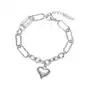 Stalowa bransoletka - lśniące serce, różne rodzaje ogniw, srebrny kolor, SP49.26 Sklep