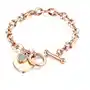 Stalowa bransoletka - płaskie serduszko z małym cyrkoniowym serduszkiem, wytłaczane oczka, kolor miedziany Biżuteria e-shop Sklep