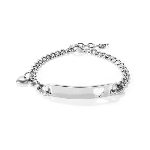 Stalowa bransoletka srebrnego koloru - okrągła płytka z wycięciem w serce, wypukłe serce Biżuteria e-shop