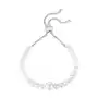 Biżuteria e-shop Stalowa bransoletka srebrnego koloru - perłowo białe koraliki, bezbarwne cyrkonie, przesuwane zapięcie Sklep