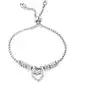Stalowa bransoletka, srebrny kolor - serduszko z cyrkoniami, lśniące kuleczki, grubszy łańcuszek Biżuteria e-shop Sklep