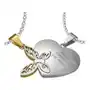 Biżuteria e-shop Stalowa dwuczęściowa zawieszka, srebrny i złoty kolor, serce z napisem, motyl z wycięciami Sklep
