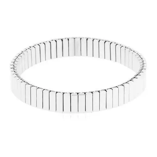 Biżuteria e-shop Stalowa elastyczna bransoletka srebrnego koloru, wąskie prostokątne ogniwa