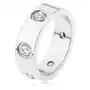 Biżuteria e-shop Stalowa obrączka srebrnego koloru, lśniąca, gładka, ozdobiona cyrkoniami - rozmiar: 57 Sklep