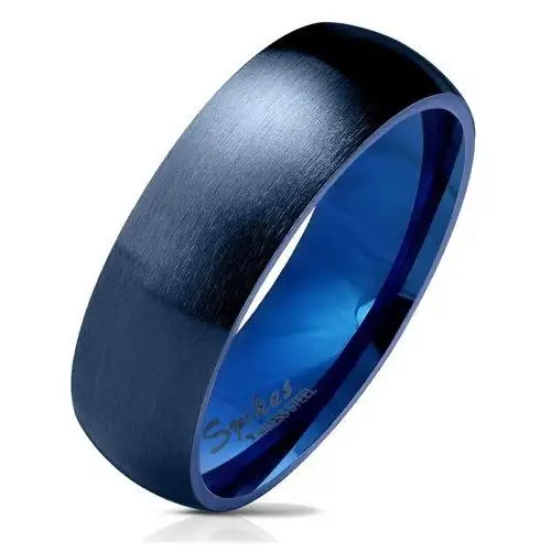 Stalowa obrączka w ciemnoniebieskim odcieniu, matowa i wypukła powierzchnia, 6 mm - rozmiar: 67 Biżuteria e-shop