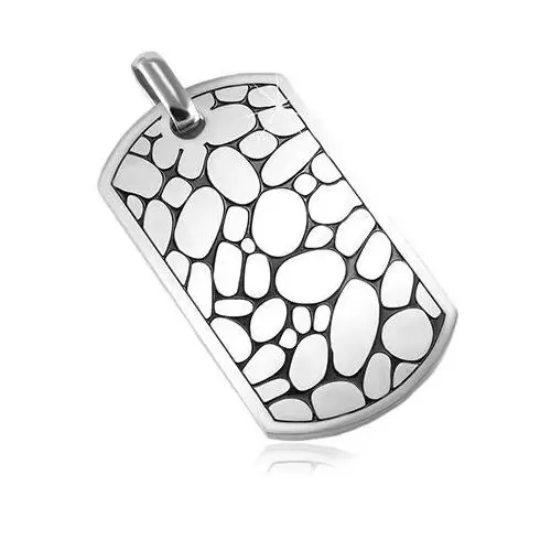 Stalowa zawieszka, matowa płytka w kolorze srebrnym, owale z czarnymi krawędziami Biżuteria e-shop