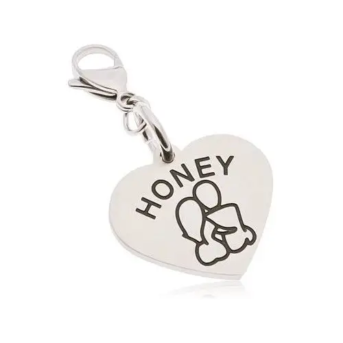 Stalowa zawieszka na klucze, serce z napisem honey, zakochana para Biżuteria e-shop