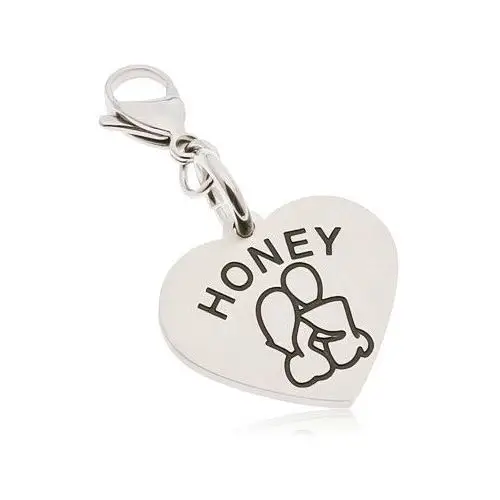 Stalowa zawieszka na klucze, serce z napisem honey, zakochana para Biżuteria e-shop