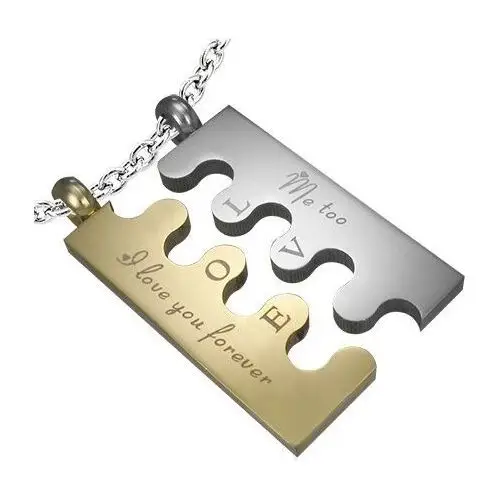 Stalowa zawieszka puzzle, srebrno - złota Biżuteria e-shop