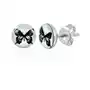 Stalowe kolczyki - białe kółko z czarnym motylem, wkręty Biżuteria e-shop Sklep