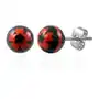 Biżuteria e-shop Stalowe kolczyki czarne kuleczki - znak czerwony kwiat Sklep