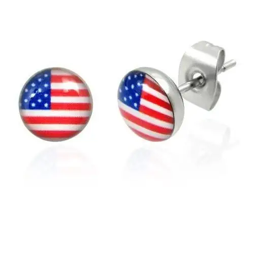 Stalowe kolczyki - flaga amerykańska Biżuteria e-shop