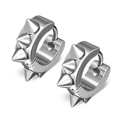 Biżuteria e-shop Stalowe kolczyki - srebrne kółka z ostrymi wypustkami