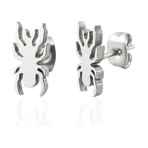 Stalowe kolczyki w srebrnym odcieniu - lśniący pajączek Biżuteria e-shop