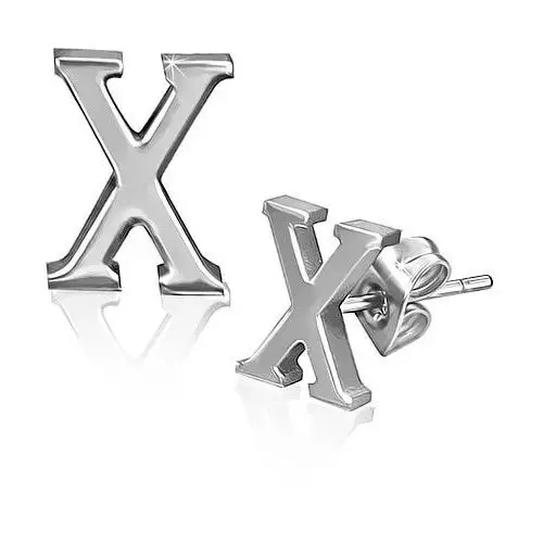Stalowe kolczyki - wkręty, gładkie, kształt litery x Biżuteria e-shop